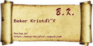 Beker Kristóf névjegykártya
